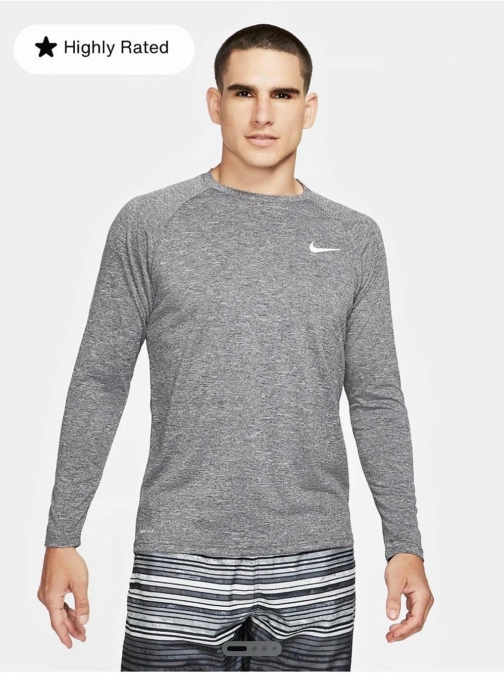 Nike Dri-FIT Long Sleeve Training Shirt Men's Gray Athletic Shirt